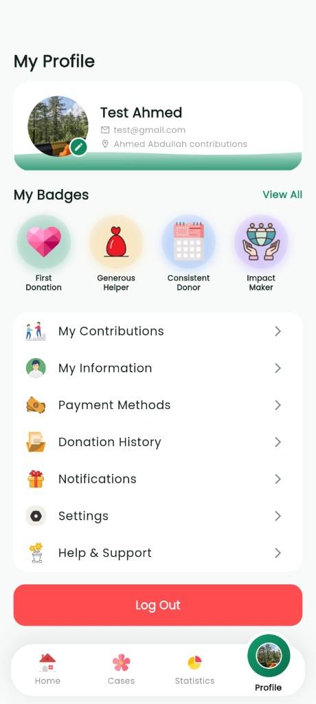 Profile screen